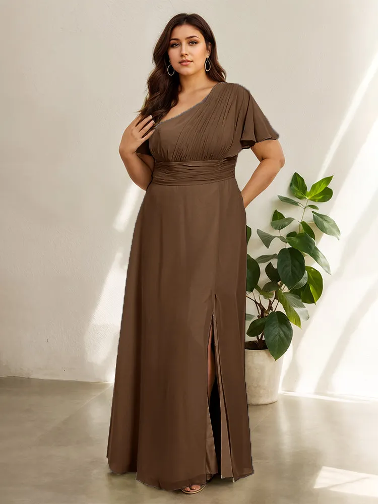 Chiffon One Shoulder A Line Plus Size Bridesmaid Dresses