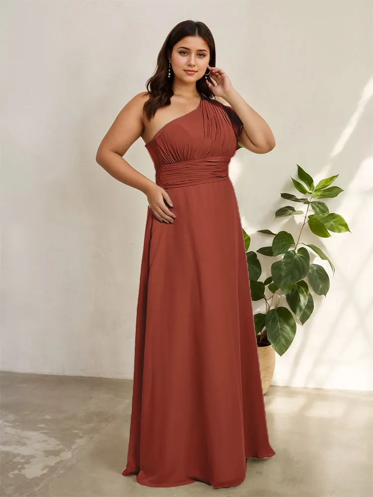 Chiffon One Shoulder A Line Plus Size Bridesmaid Dresses
