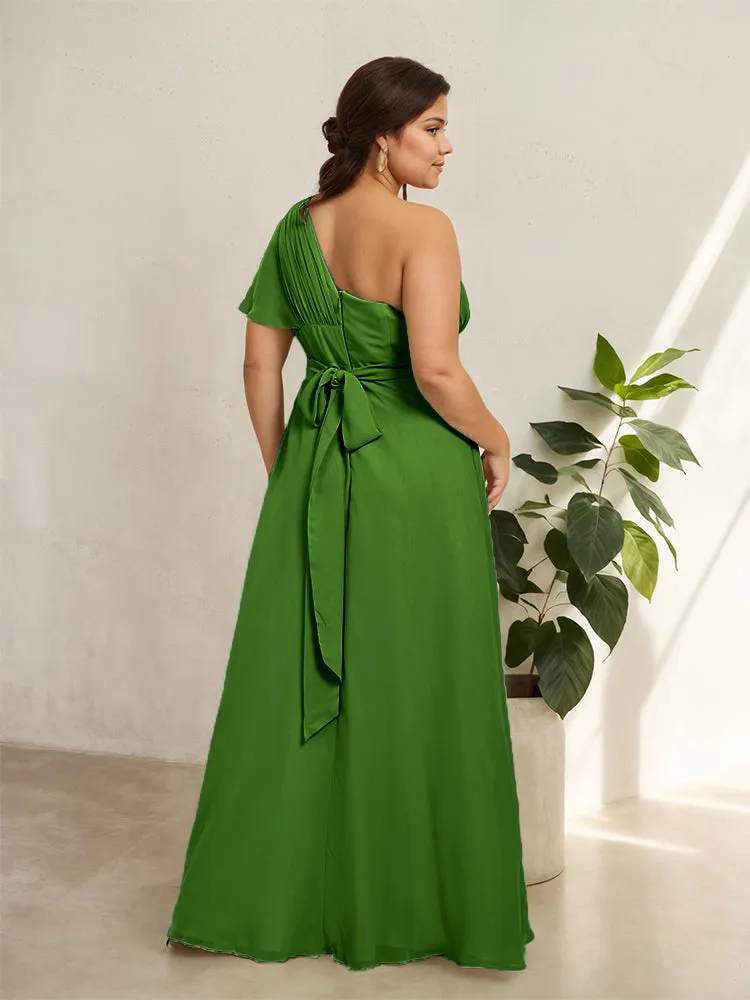 Chiffon One Shoulder A Line Plus Size Bridesmaid Dresses