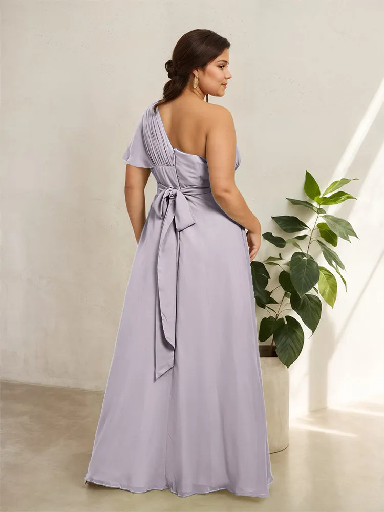Chiffon One Shoulder A Line Plus Size Bridesmaid Dresses