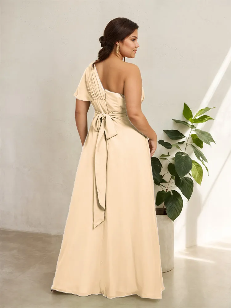Chiffon One Shoulder A Line Plus Size Bridesmaid Dresses