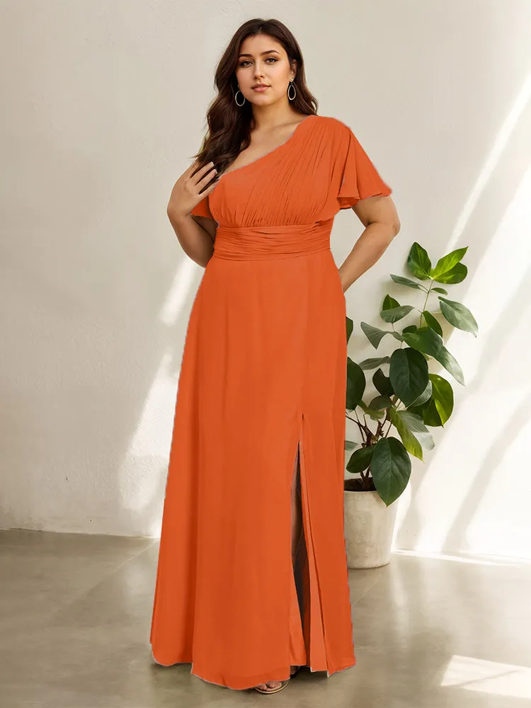 Chiffon One Shoulder A Line Plus Size Bridesmaid Dresses