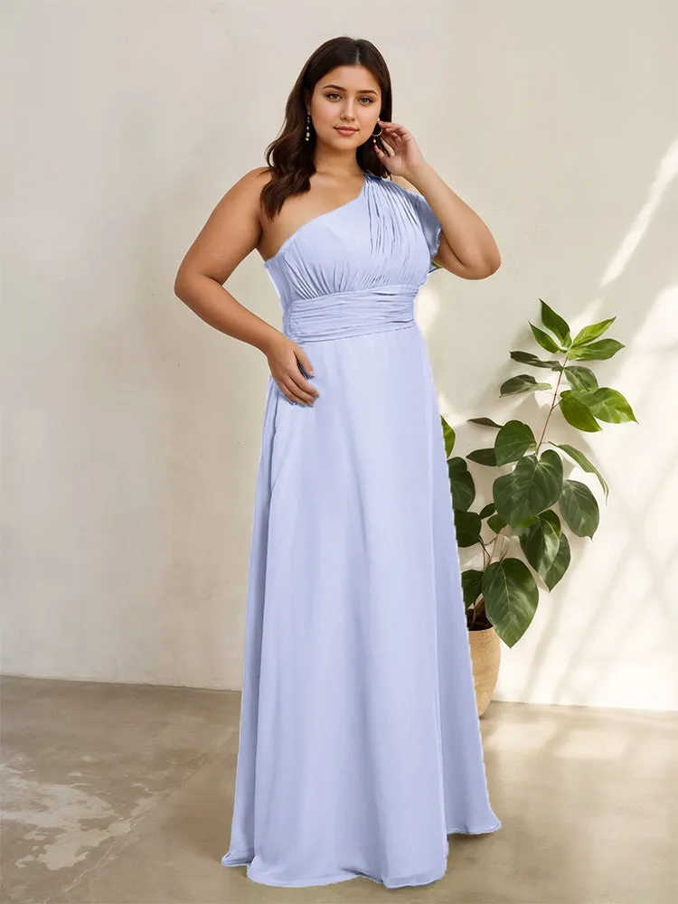 Chiffon One Shoulder A Line Plus Size Bridesmaid Dresses