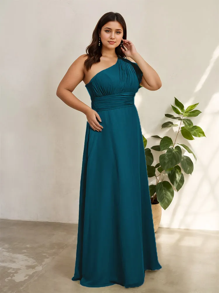 Chiffon One Shoulder A Line Plus Size Bridesmaid Dresses