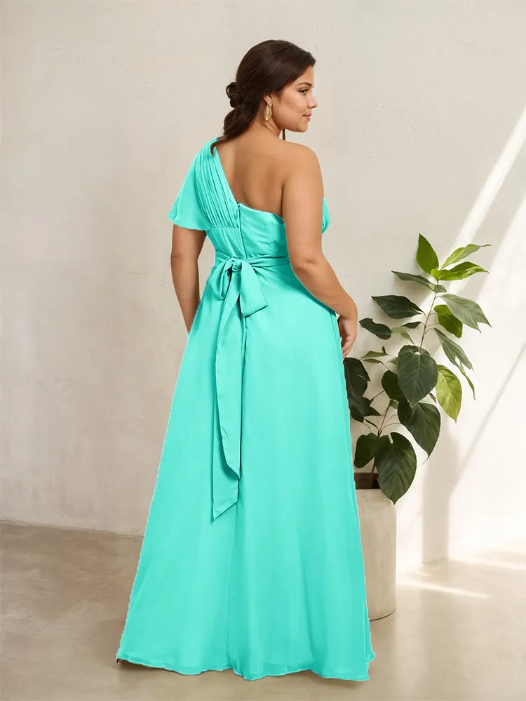 Chiffon One Shoulder A Line Plus Size Bridesmaid Dresses