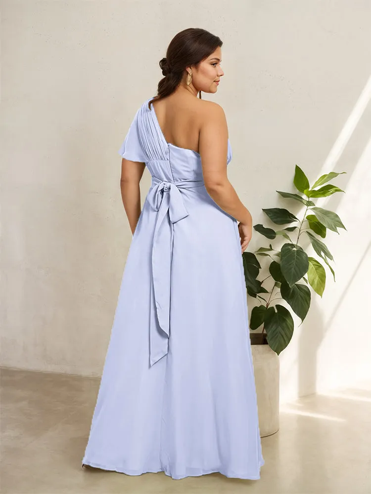 Chiffon One Shoulder A Line Plus Size Bridesmaid Dresses