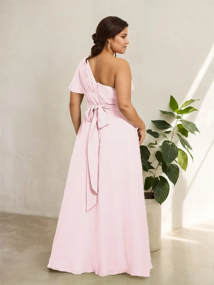 Chiffon One Shoulder A Line Plus Size Bridesmaid Dresses