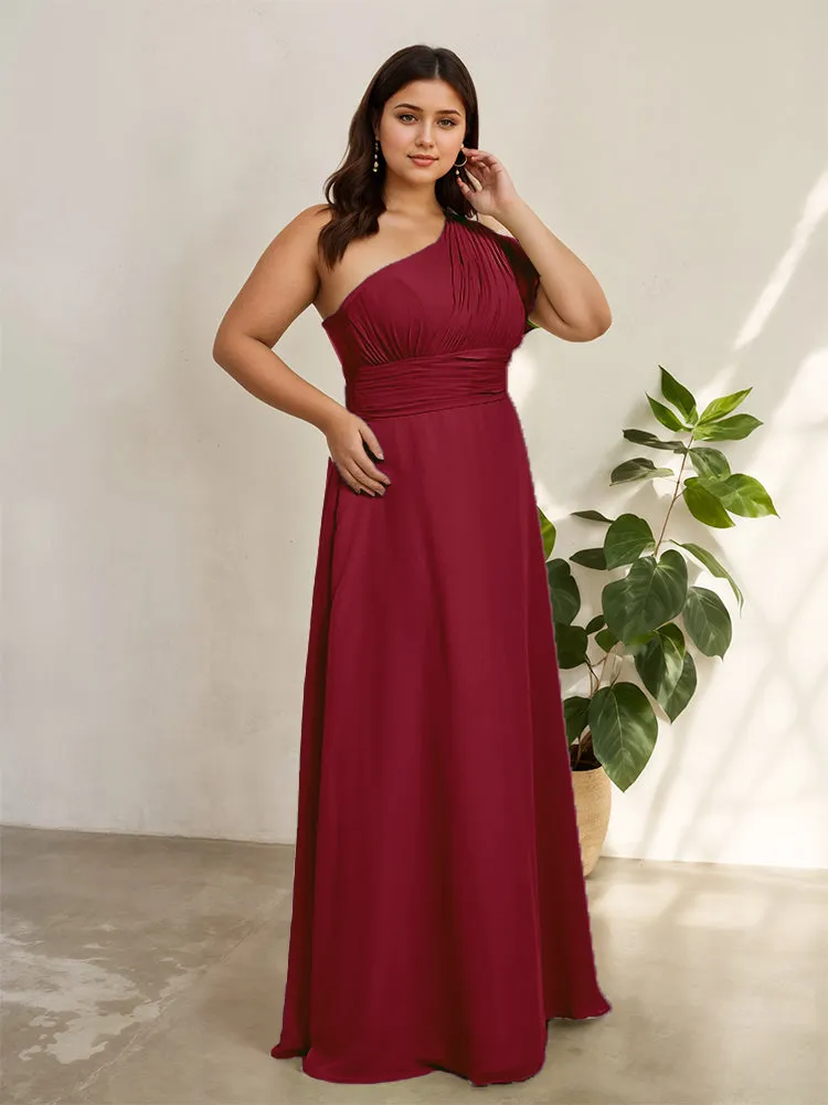 Chiffon One Shoulder A Line Plus Size Bridesmaid Dresses