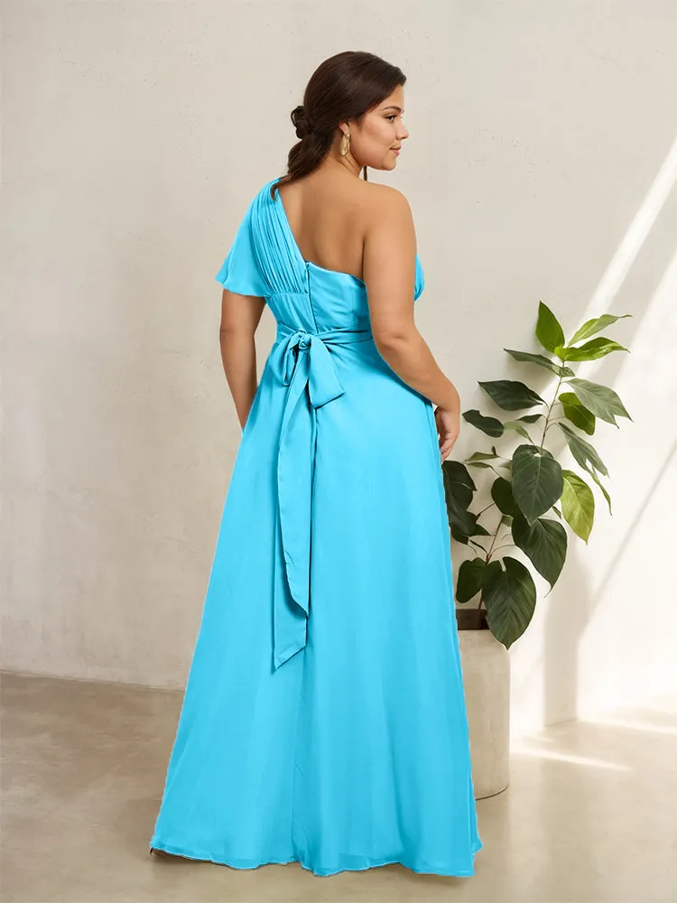 Chiffon One Shoulder A Line Plus Size Bridesmaid Dresses