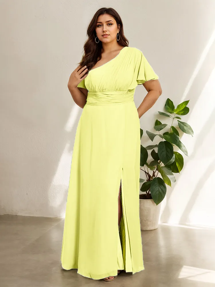 Chiffon One Shoulder A Line Plus Size Bridesmaid Dresses