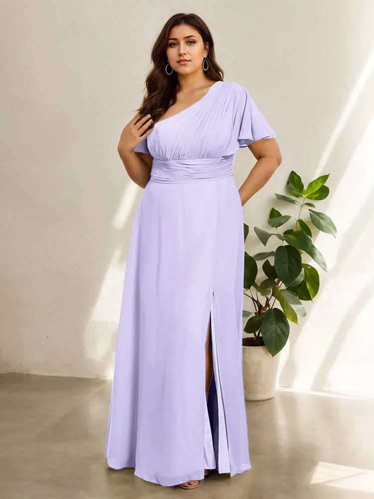 Chiffon One Shoulder A Line Plus Size Bridesmaid Dresses
