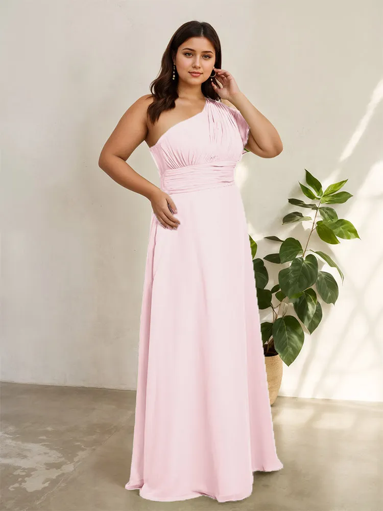 Chiffon One Shoulder A Line Plus Size Bridesmaid Dresses