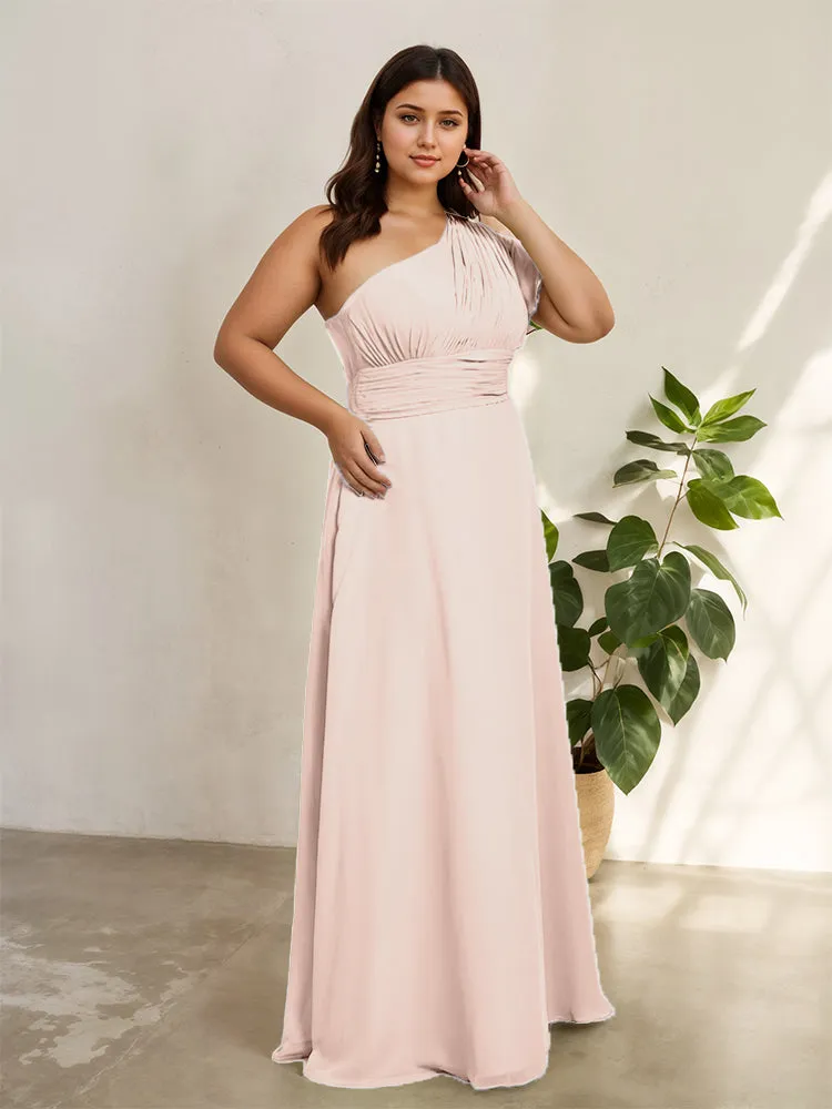 Chiffon One Shoulder A Line Plus Size Bridesmaid Dresses