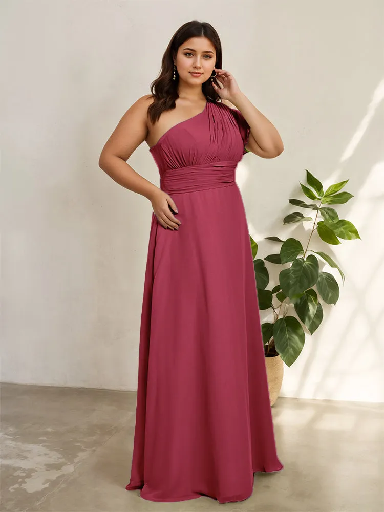 Chiffon One Shoulder A Line Plus Size Bridesmaid Dresses