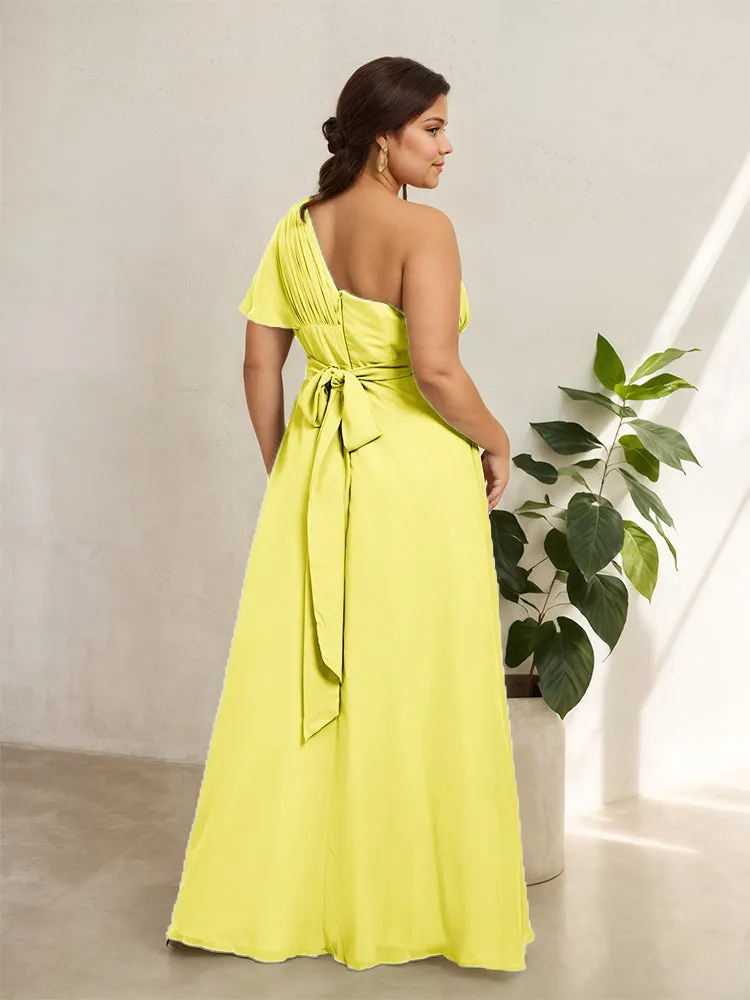 Chiffon One Shoulder A Line Plus Size Bridesmaid Dresses