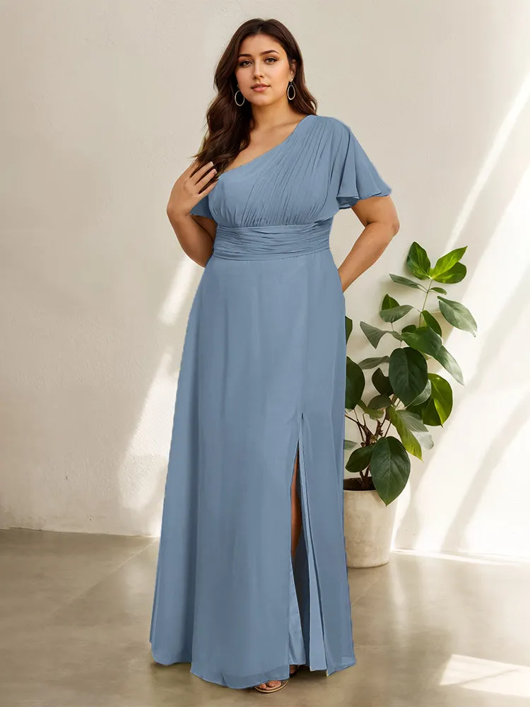 Chiffon One Shoulder A Line Plus Size Bridesmaid Dresses