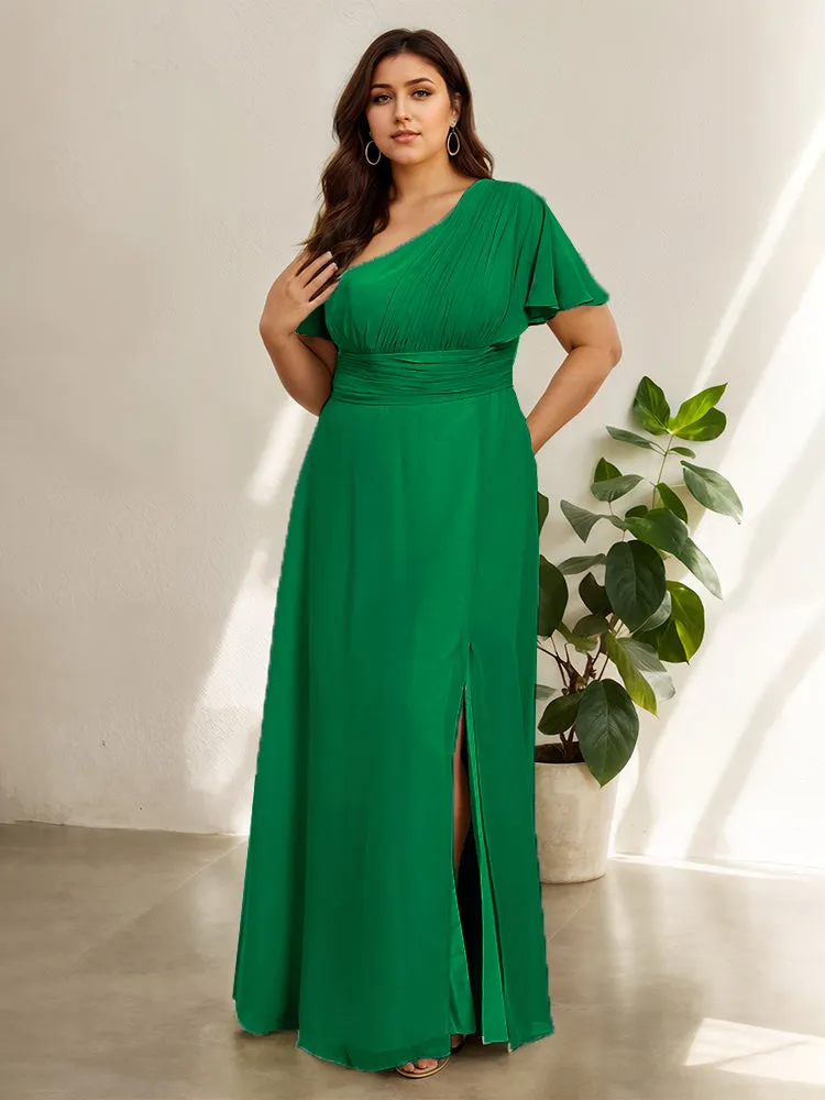 Chiffon One Shoulder A Line Plus Size Bridesmaid Dresses