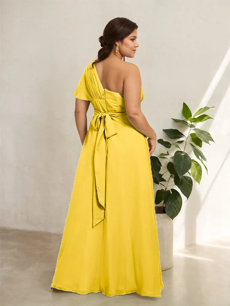 Chiffon One Shoulder A Line Plus Size Bridesmaid Dresses
