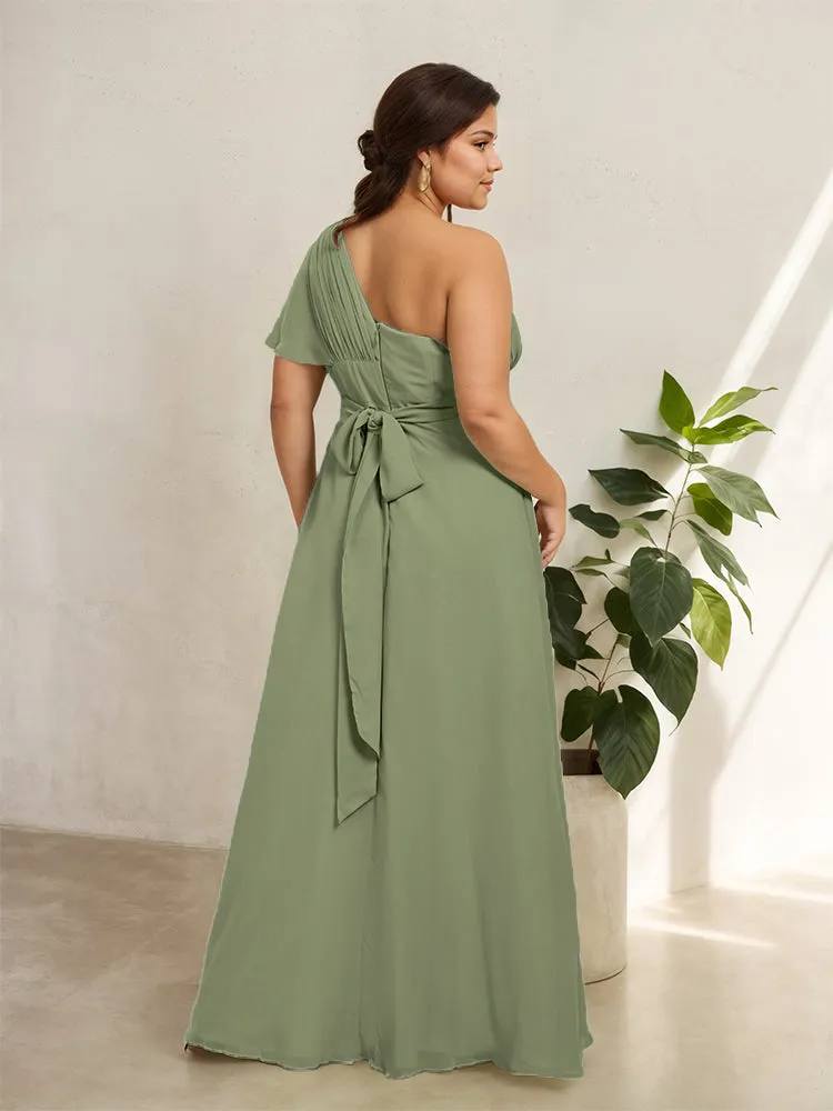 Chiffon One Shoulder A Line Plus Size Bridesmaid Dresses