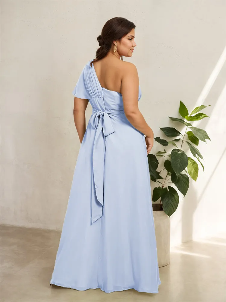 Chiffon One Shoulder A Line Plus Size Bridesmaid Dresses