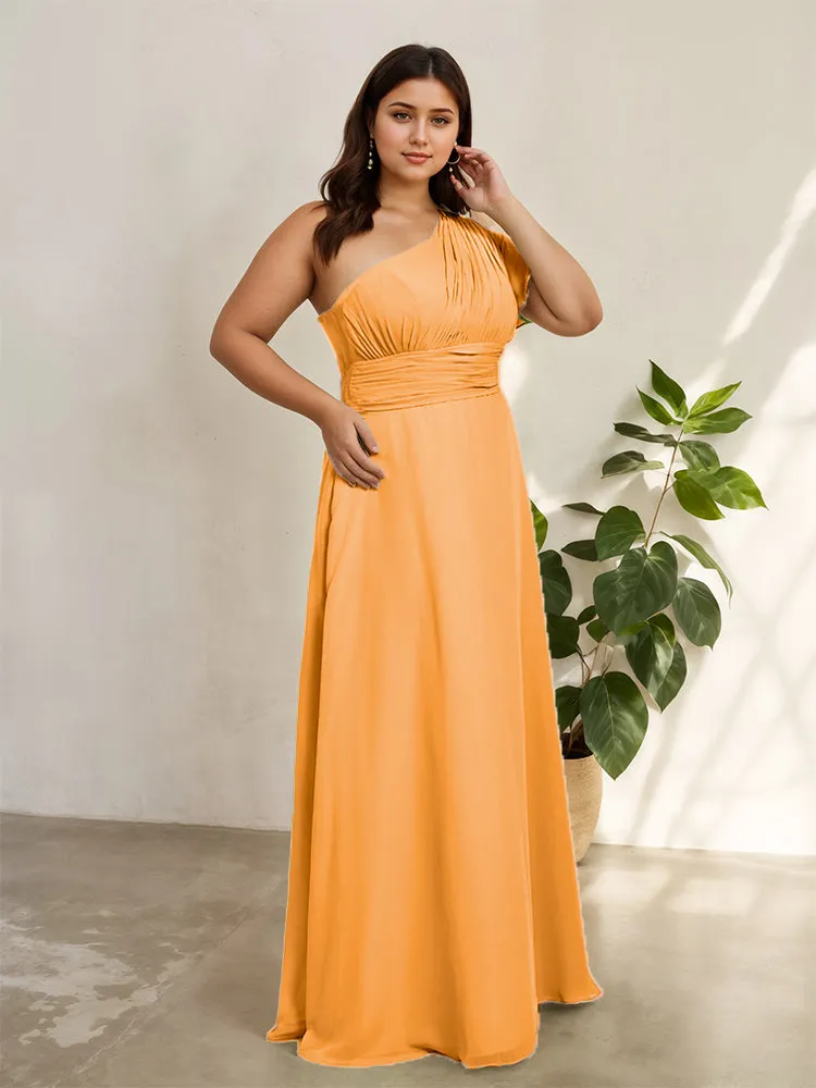 Chiffon One Shoulder A Line Plus Size Bridesmaid Dresses