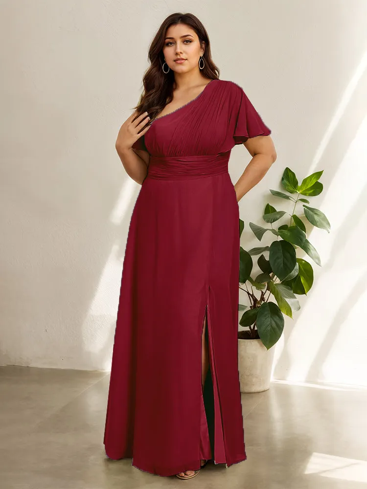 Chiffon One Shoulder A Line Plus Size Bridesmaid Dresses