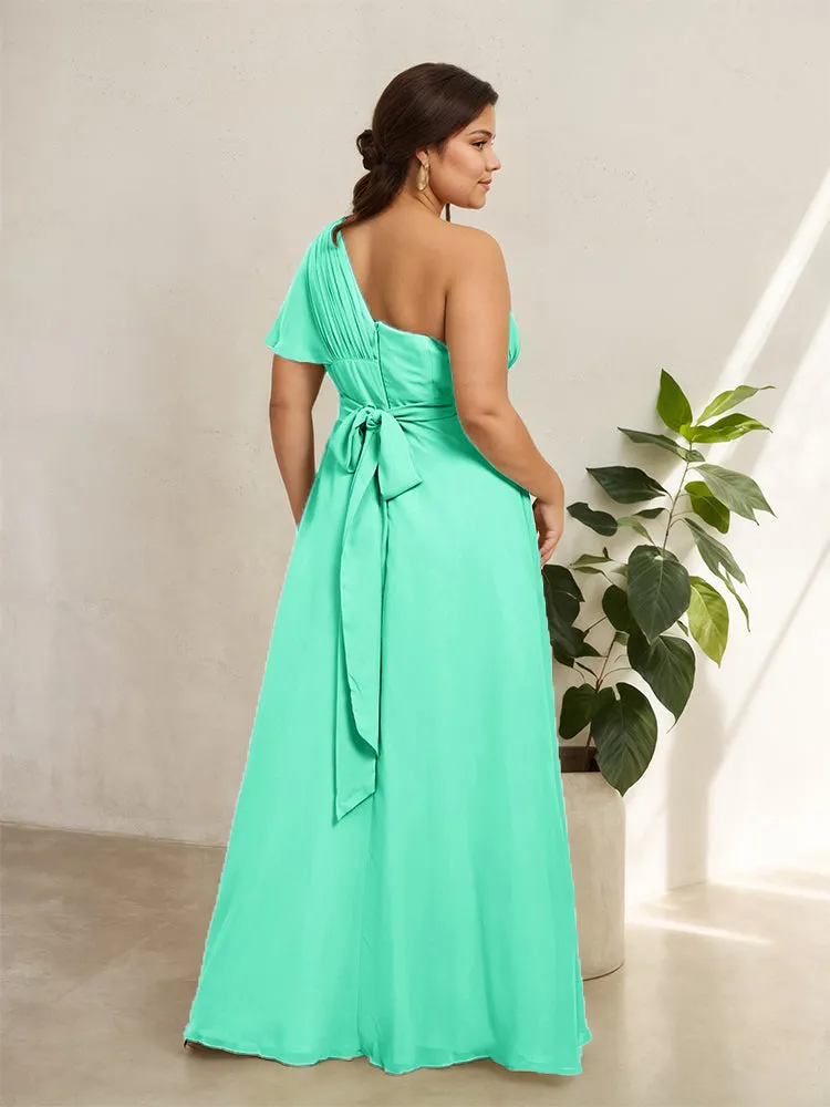 Chiffon One Shoulder A Line Plus Size Bridesmaid Dresses
