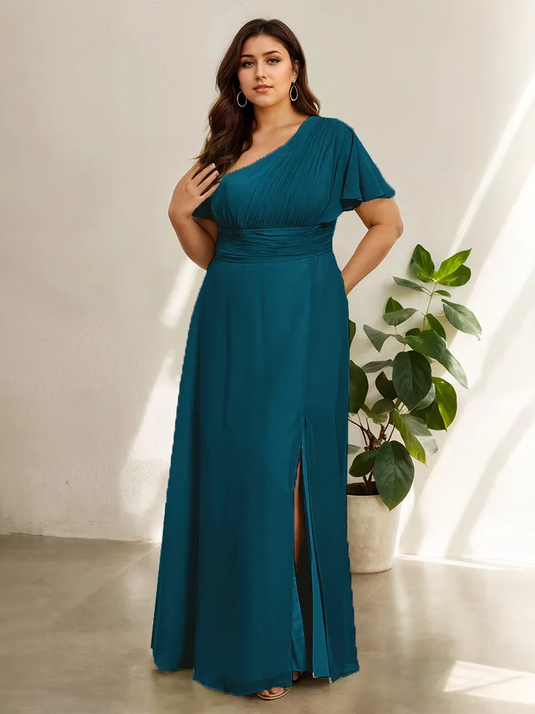 Chiffon One Shoulder A Line Plus Size Bridesmaid Dresses