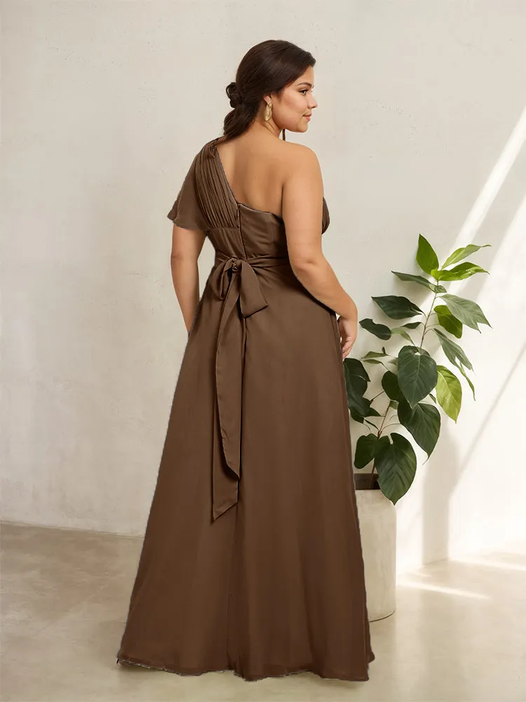 Chiffon One Shoulder A Line Plus Size Bridesmaid Dresses