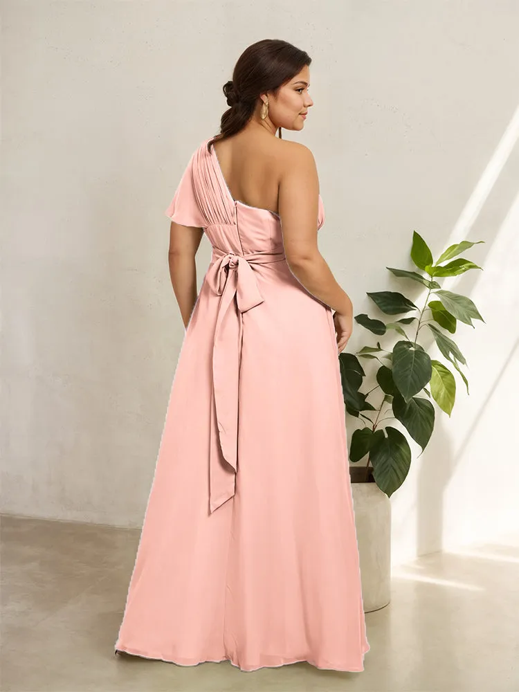 Chiffon One Shoulder A Line Plus Size Bridesmaid Dresses
