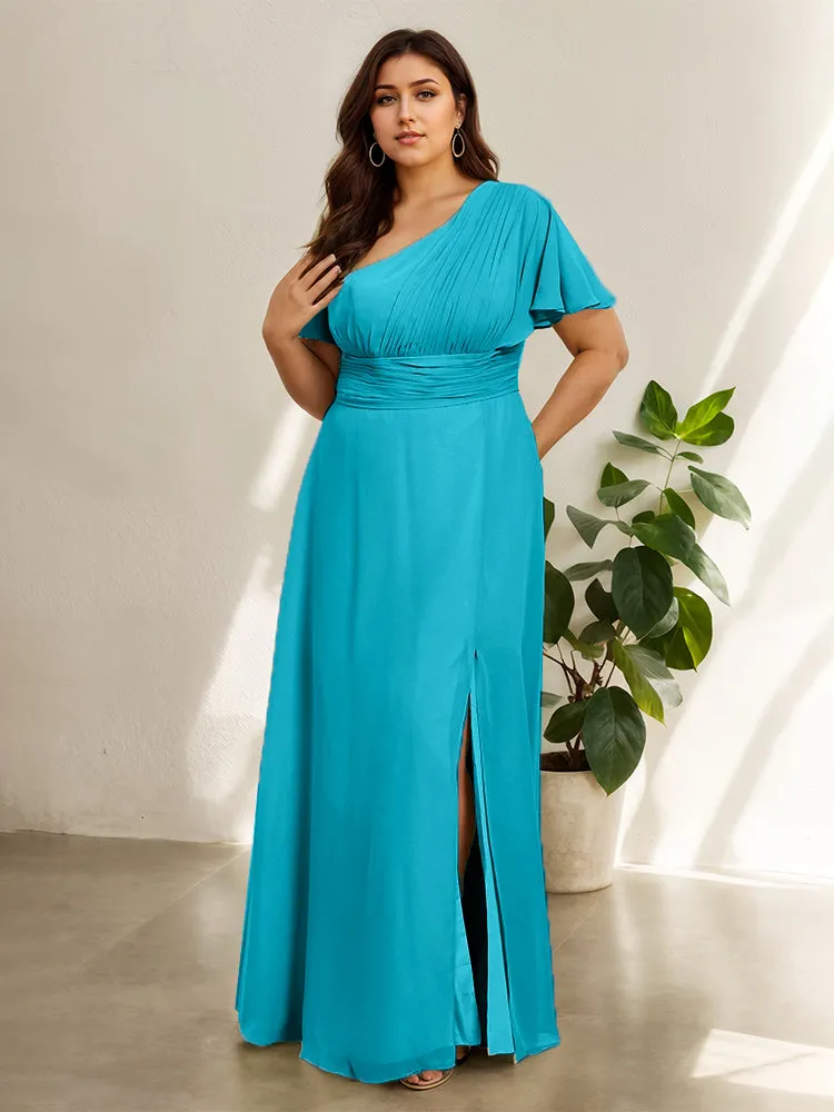 Chiffon One Shoulder A Line Plus Size Bridesmaid Dresses
