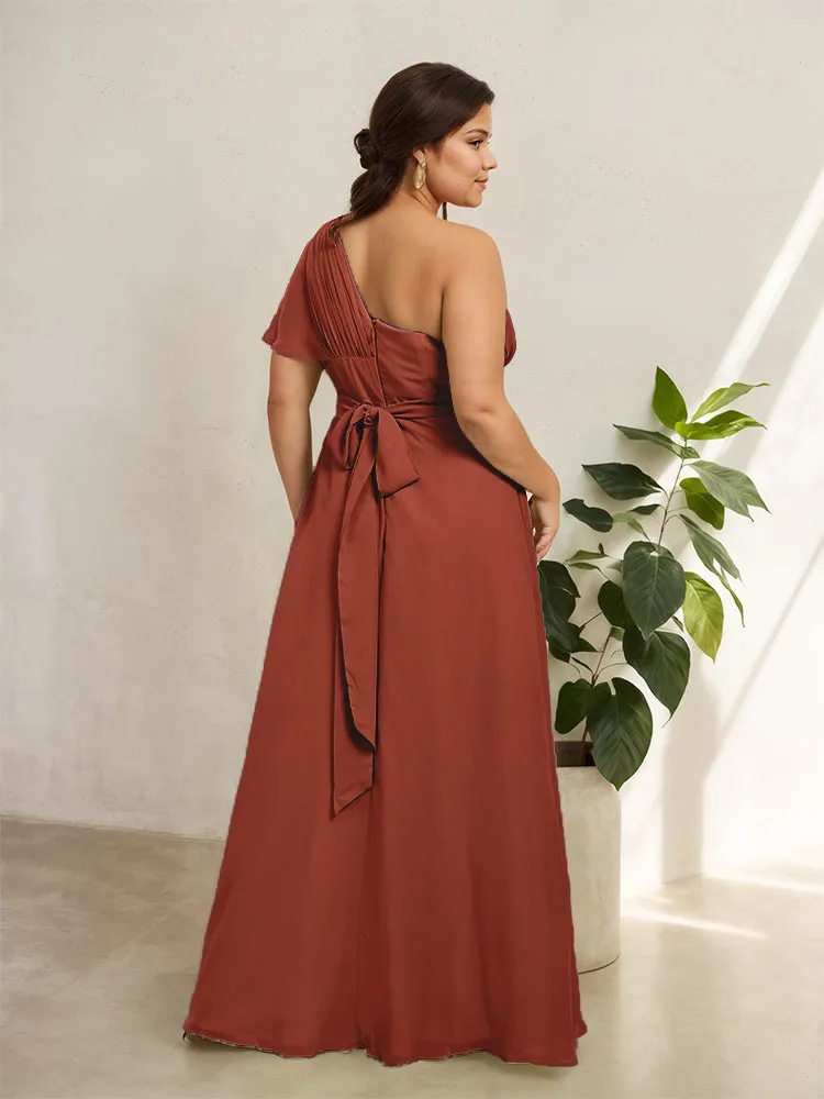 Chiffon One Shoulder A Line Plus Size Bridesmaid Dresses