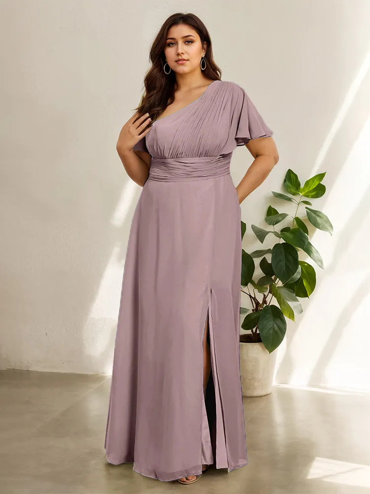 Chiffon One Shoulder A Line Plus Size Bridesmaid Dresses