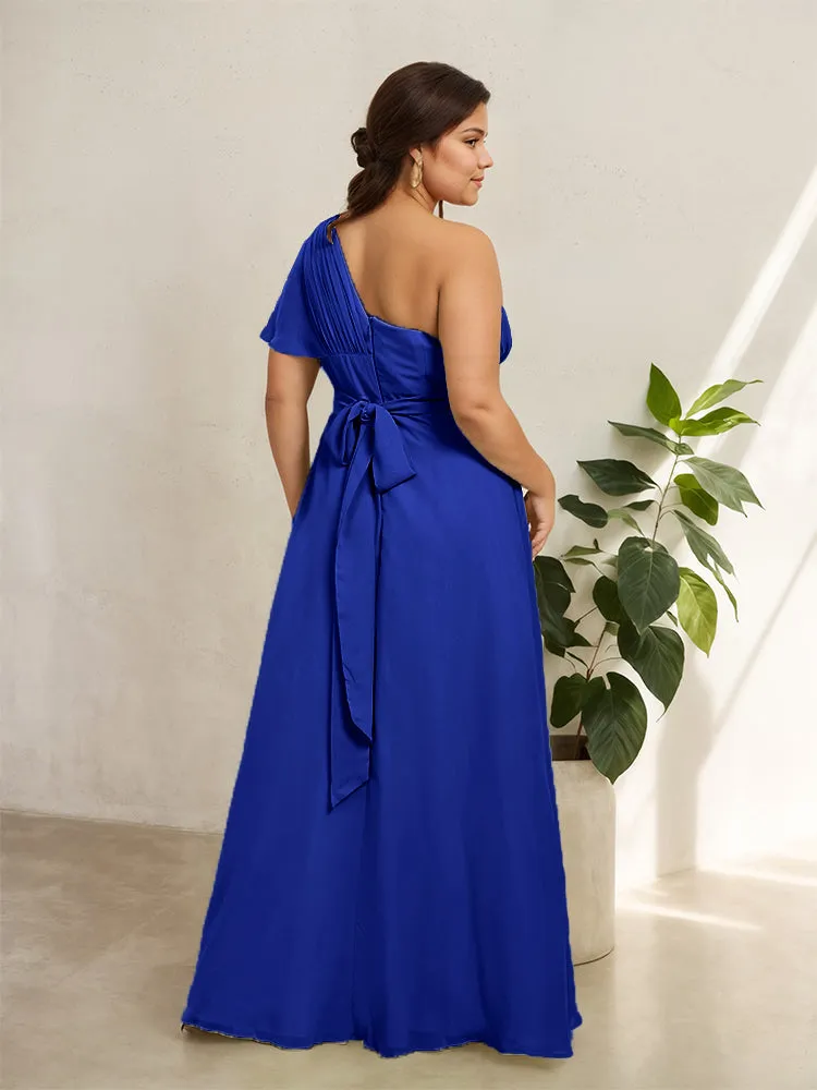 Chiffon One Shoulder A Line Plus Size Bridesmaid Dresses