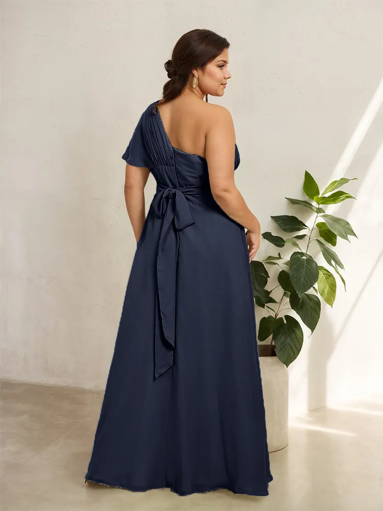 Chiffon One Shoulder A Line Plus Size Bridesmaid Dresses
