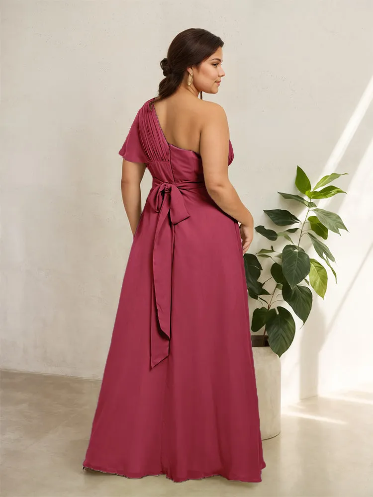 Chiffon One Shoulder A Line Plus Size Bridesmaid Dresses