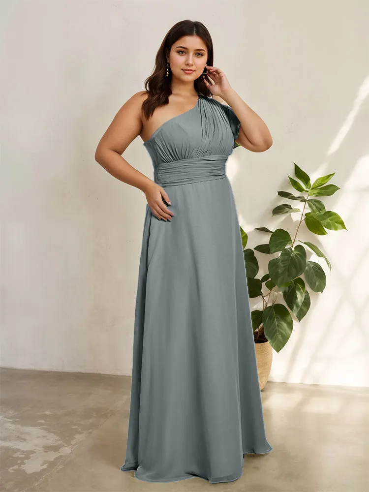Chiffon One Shoulder A Line Plus Size Bridesmaid Dresses