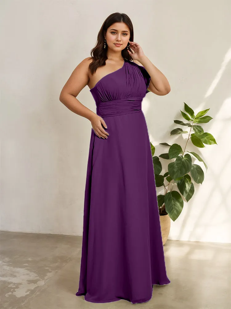 Chiffon One Shoulder A Line Plus Size Bridesmaid Dresses