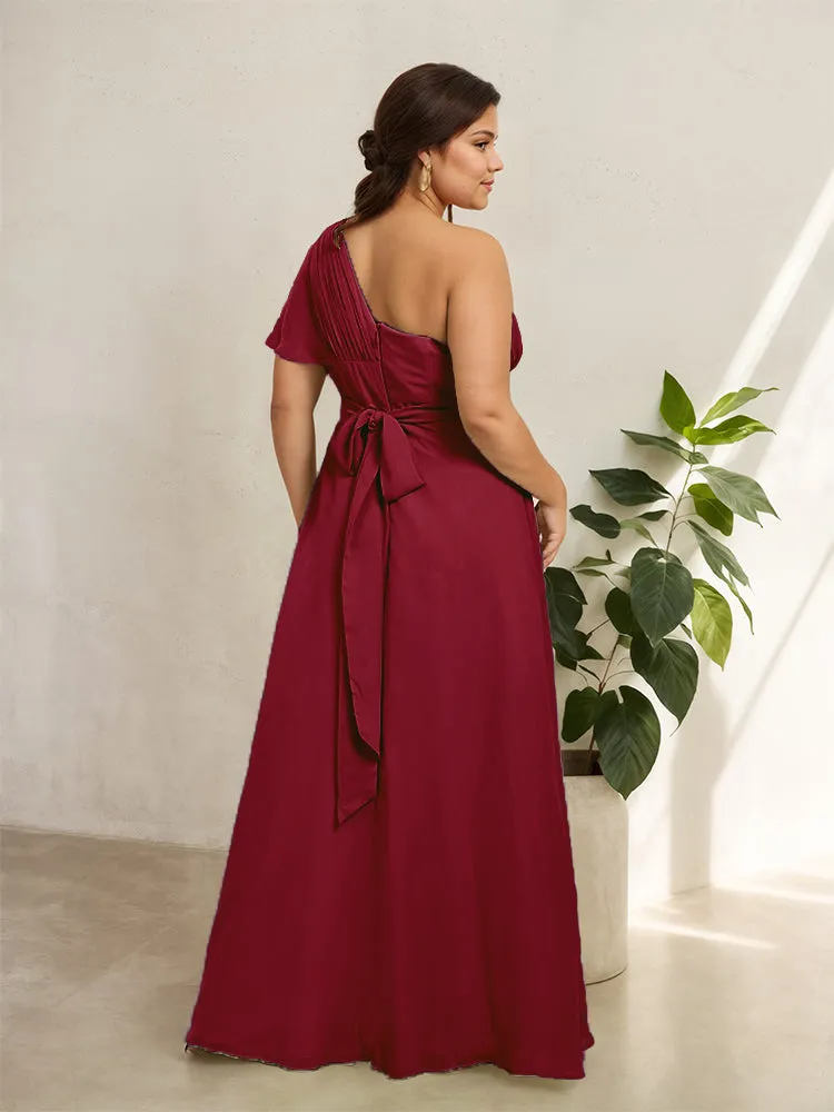 Chiffon One Shoulder A Line Plus Size Bridesmaid Dresses