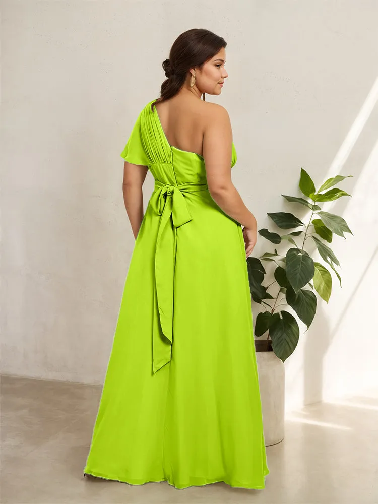 Chiffon One Shoulder A Line Plus Size Bridesmaid Dresses