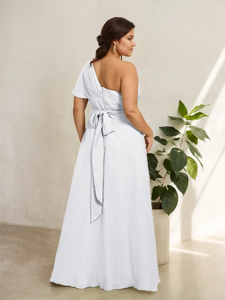 Chiffon One Shoulder A Line Plus Size Bridesmaid Dresses