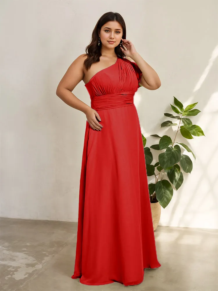 Chiffon One Shoulder A Line Plus Size Bridesmaid Dresses