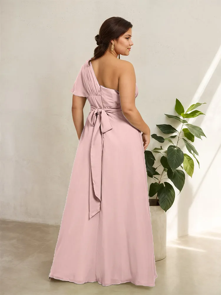Chiffon One Shoulder A Line Plus Size Bridesmaid Dresses