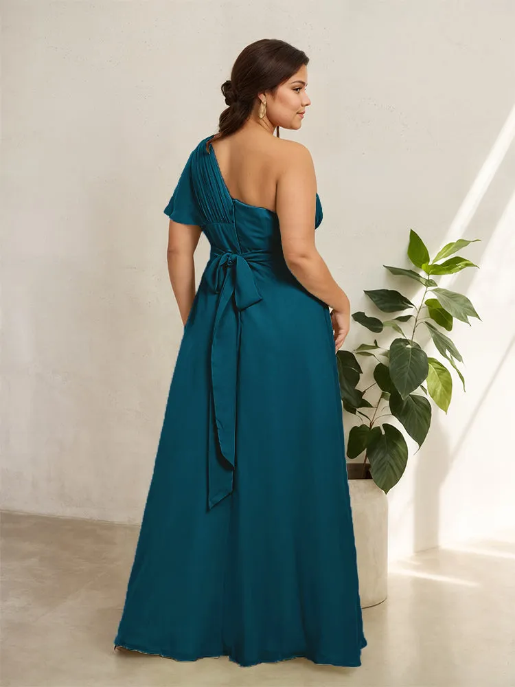 Chiffon One Shoulder A Line Plus Size Bridesmaid Dresses