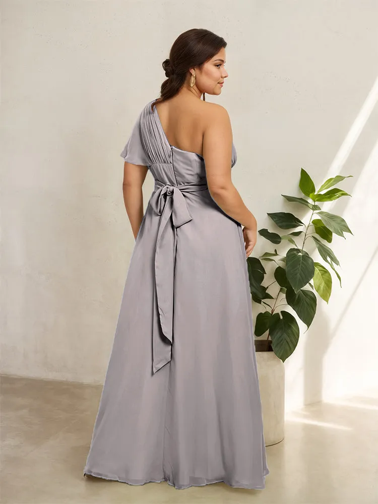 Chiffon One Shoulder A Line Plus Size Bridesmaid Dresses