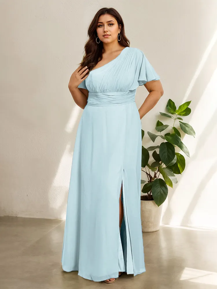 Chiffon One Shoulder A Line Plus Size Bridesmaid Dresses