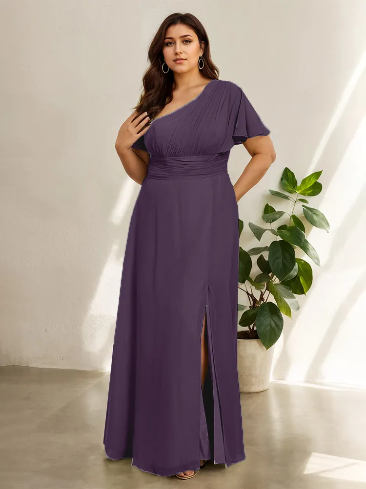 Chiffon One Shoulder A Line Plus Size Bridesmaid Dresses