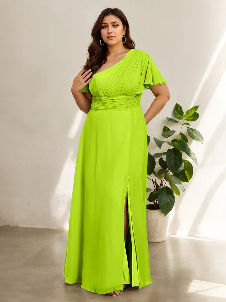 Chiffon One Shoulder A Line Plus Size Bridesmaid Dresses