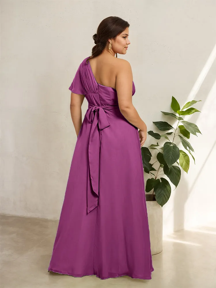 Chiffon One Shoulder A Line Plus Size Bridesmaid Dresses