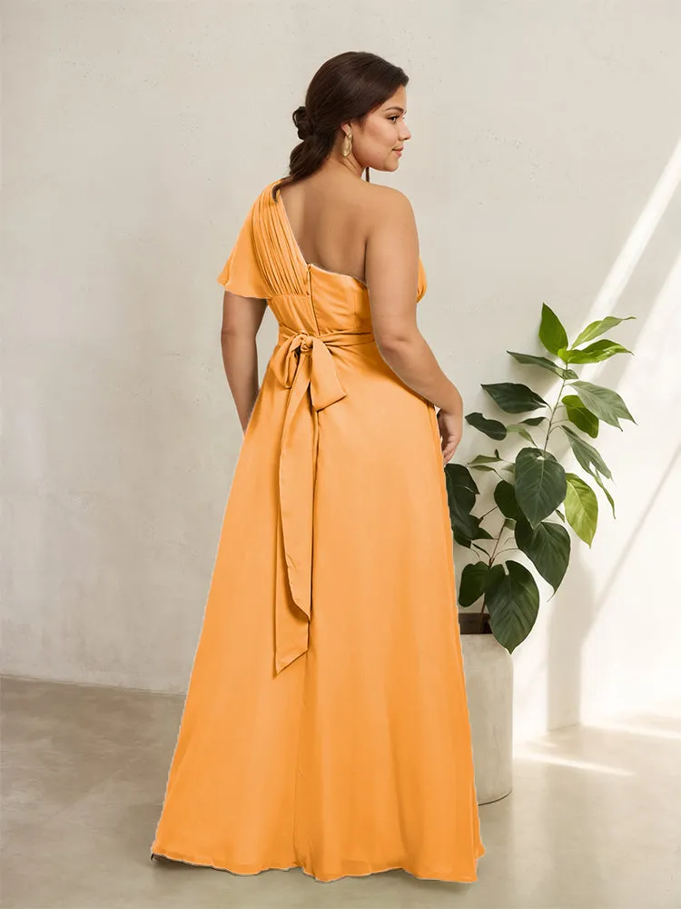 Chiffon One Shoulder A Line Plus Size Bridesmaid Dresses
